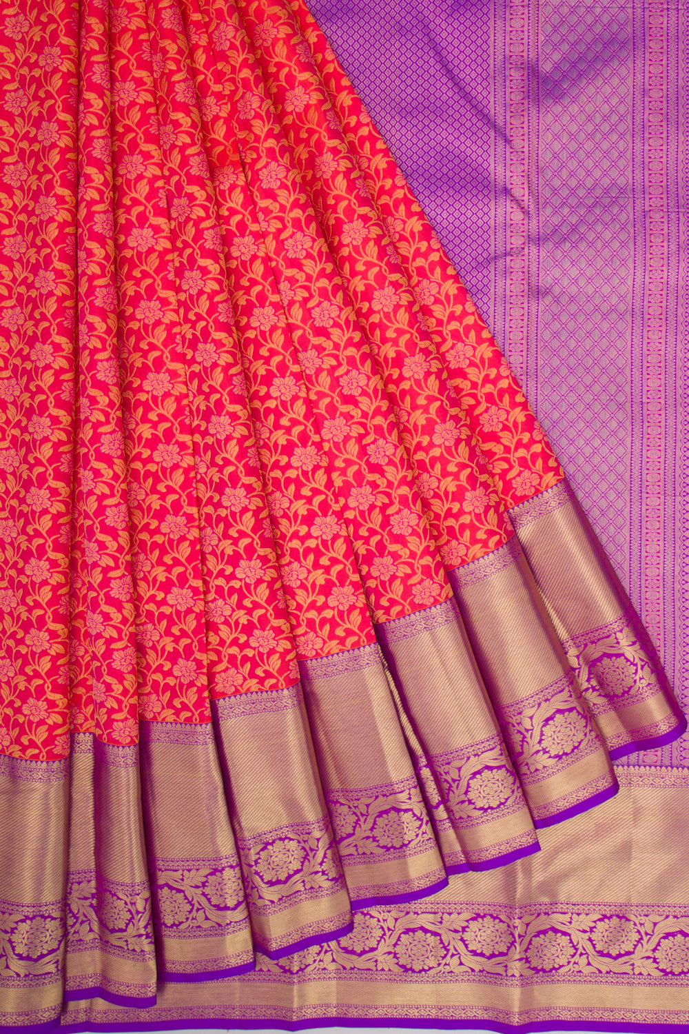 Kanchipuram Silk Jaal Pink Saree