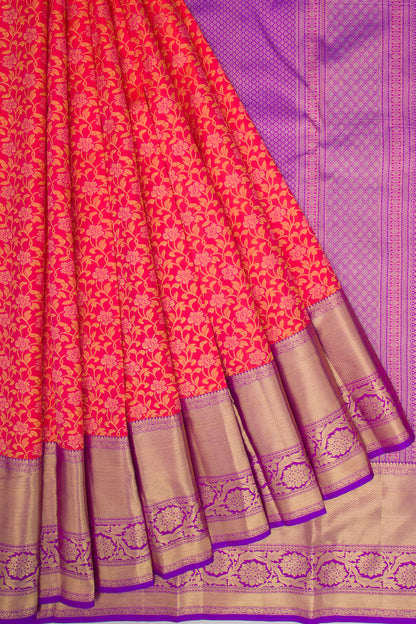 Kanchipuram Silk Jaal Pink Saree