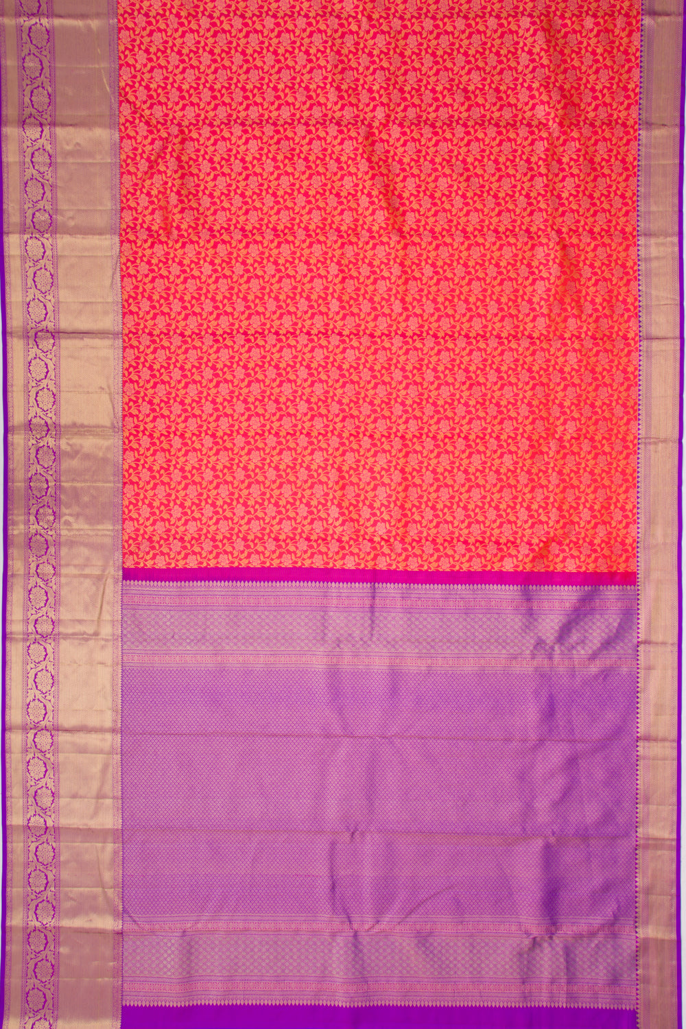 Kanchipuram Silk Jaal Pink Saree