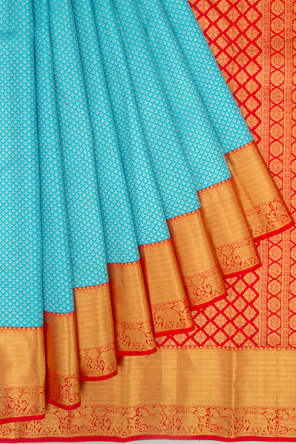 Kanchipuram Silk Brocade Sky Blue Saree