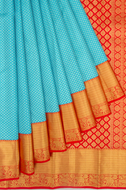 Kanchipuram Silk Brocade Sky Blue Saree