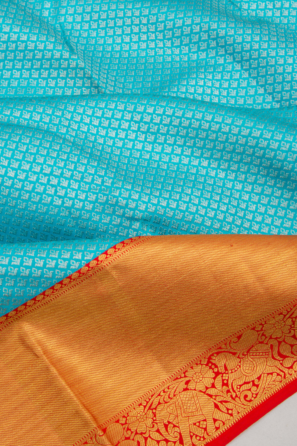 Kanchipuram Silk Brocade Sky Blue Saree