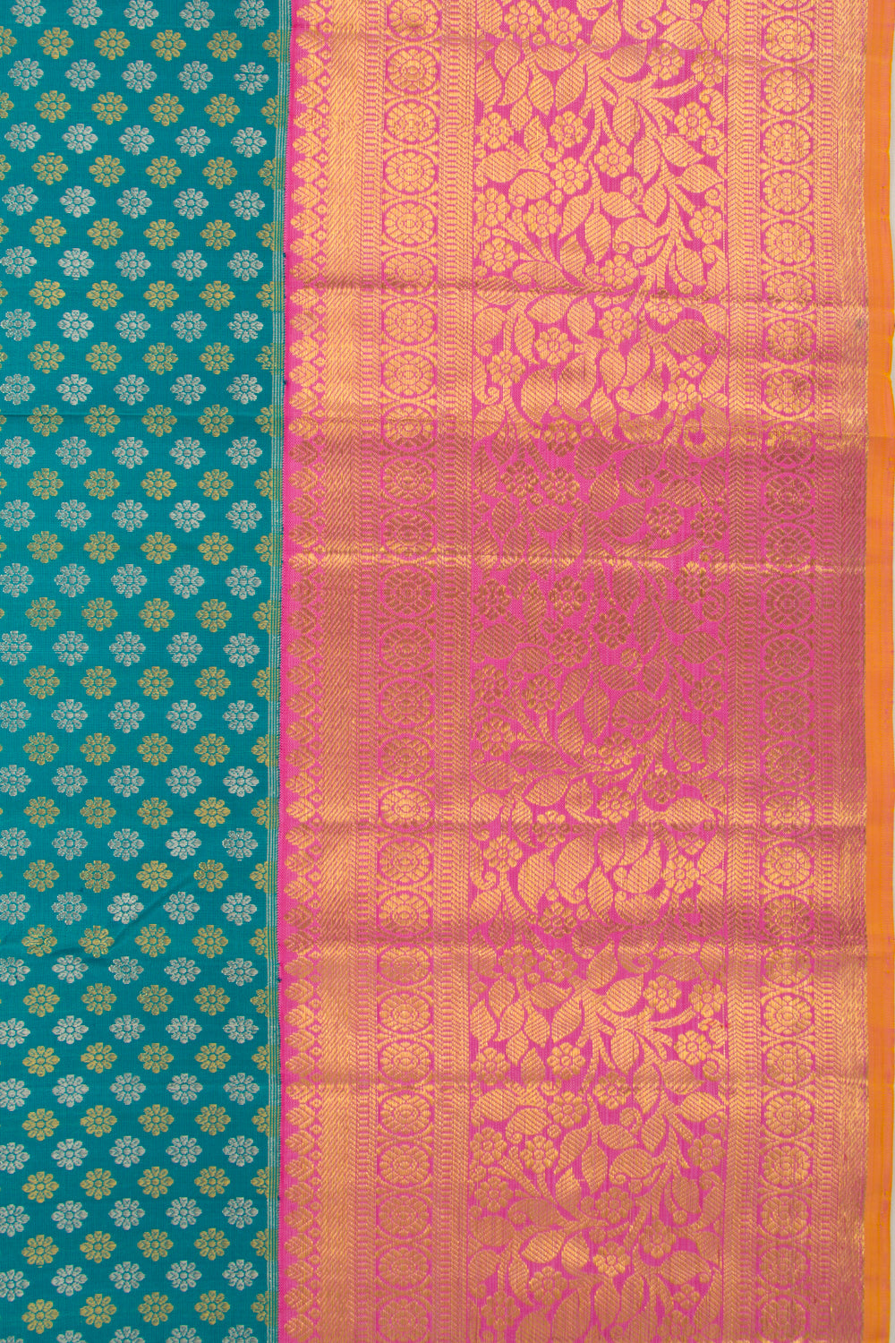 Kanchipuram Silk Brocade Turquoise Blue Saree