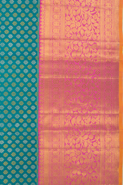Kanchipuram Silk Brocade Turquoise Blue Saree