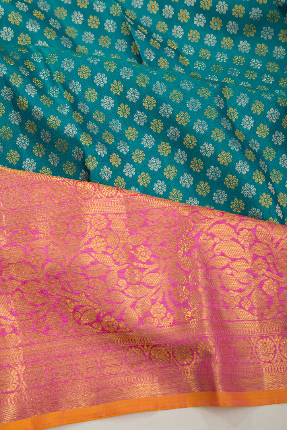 Kanchipuram Silk Brocade Turquoise Blue Saree