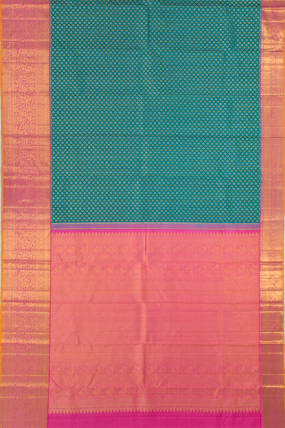 Kanchipuram Silk Brocade Turquoise Blue Saree