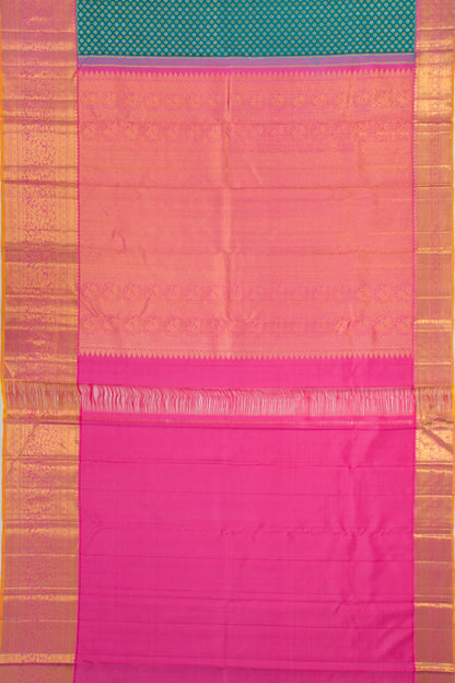Kanchipuram Silk Brocade Turquoise Blue Saree