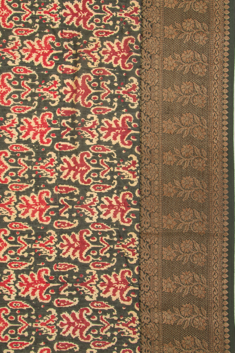 Chanderi Cotton Floral Printed Green Saree