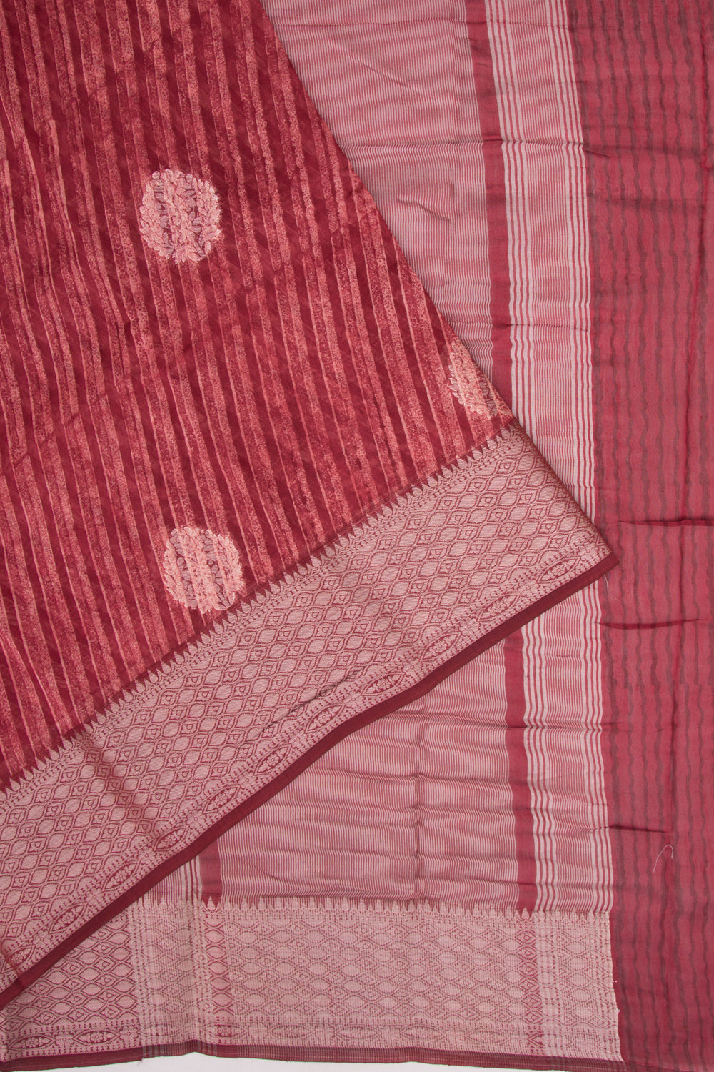 Soft Tussar Floral Printed Burgundy Saree