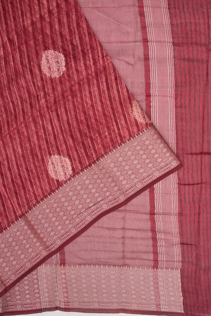 Soft Tussar Floral Printed Burgundy Saree