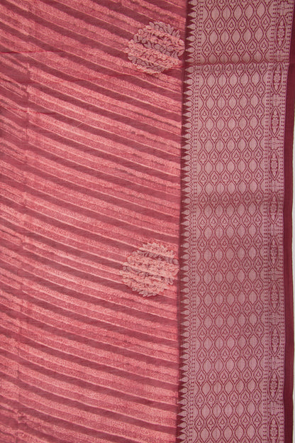 Soft Tussar Floral Printed Burgundy Saree