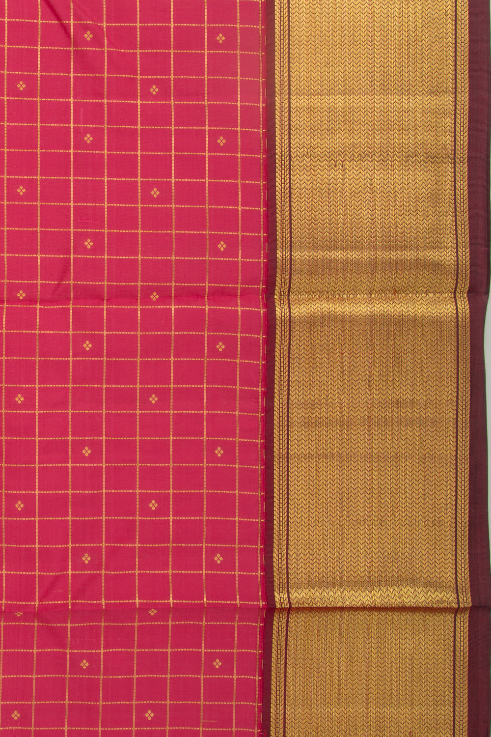 Kanchipuram Silk Checks Pink Saree