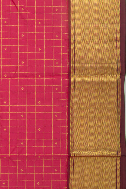 Kanchipuram Silk Checks Pink Saree