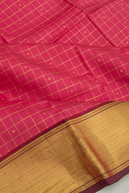 Kanchipuram Silk Checks Pink Saree