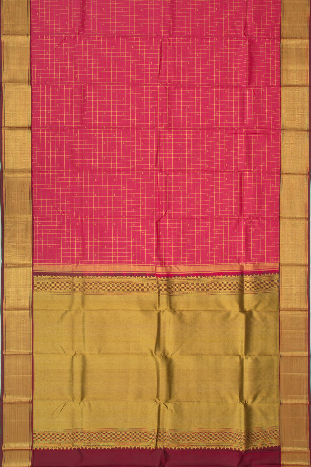 Kanchipuram Silk Checks Pink Saree