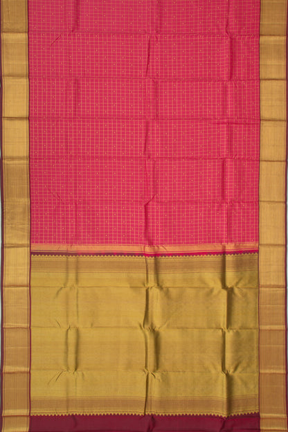 Kanchipuram Silk Checks Pink Saree