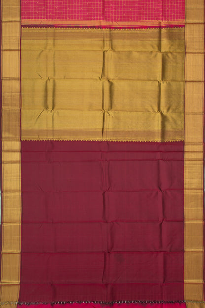 Kanchipuram Silk Checks Pink Saree