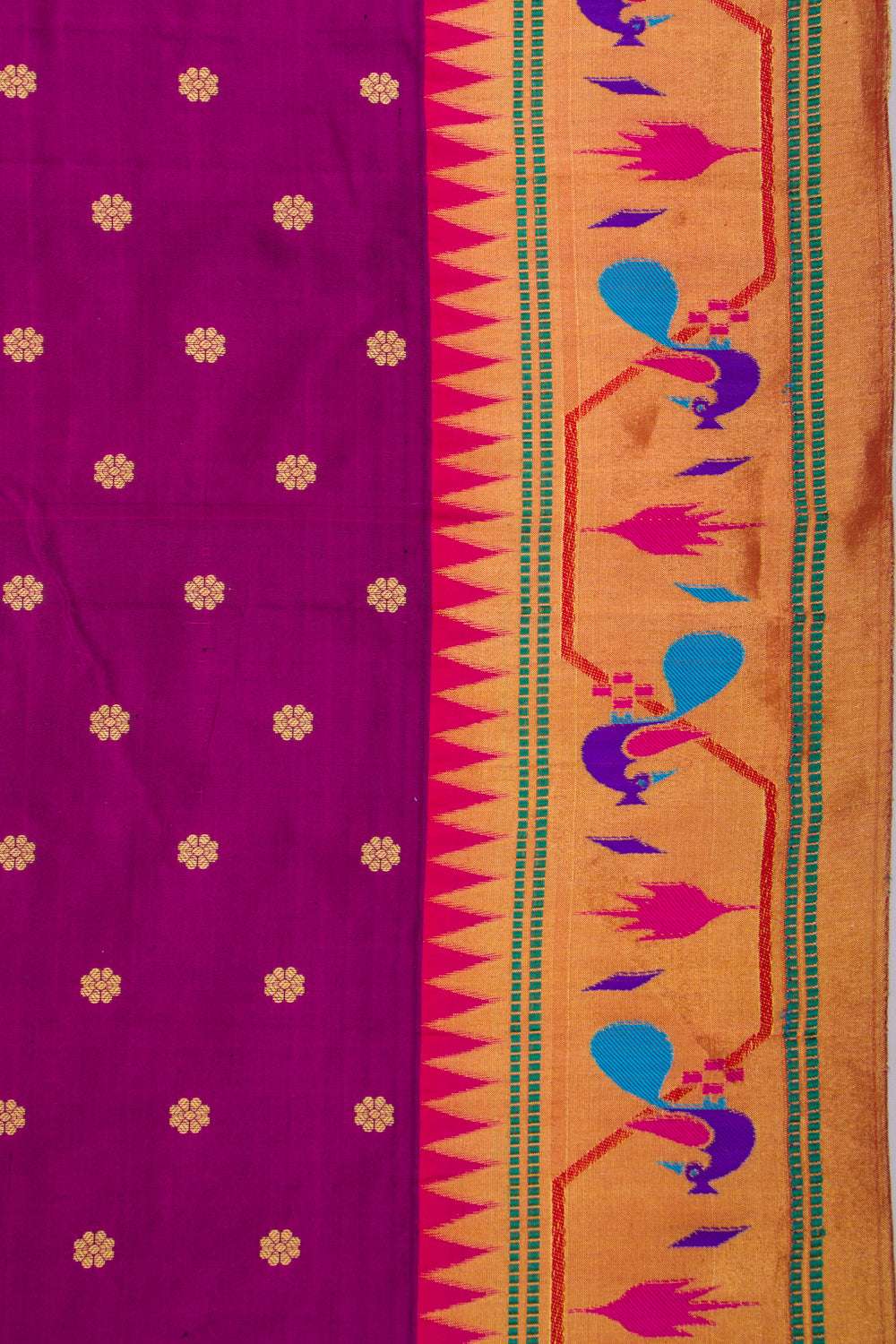 Banarasi Silk Butta Purple Saree With Paithani Inspired Border