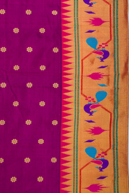 Banarasi Silk Butta Purple Saree With Paithani Inspired Border