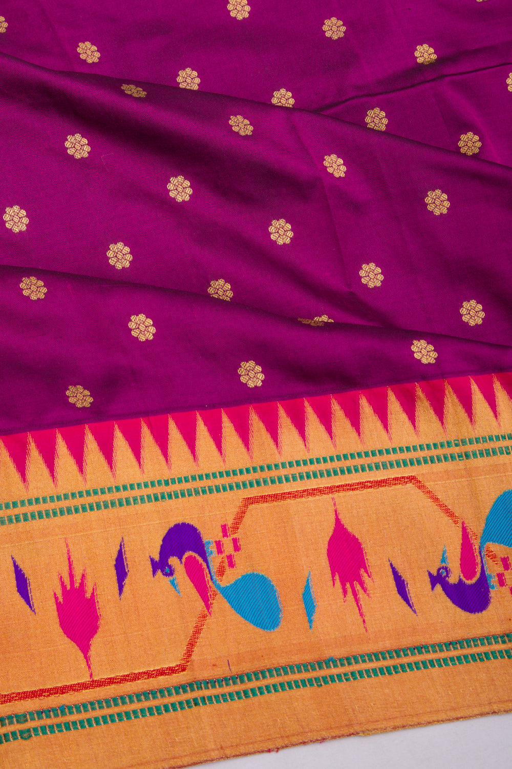 Banarasi Silk Butta Purple Saree With Paithani Inspired Border