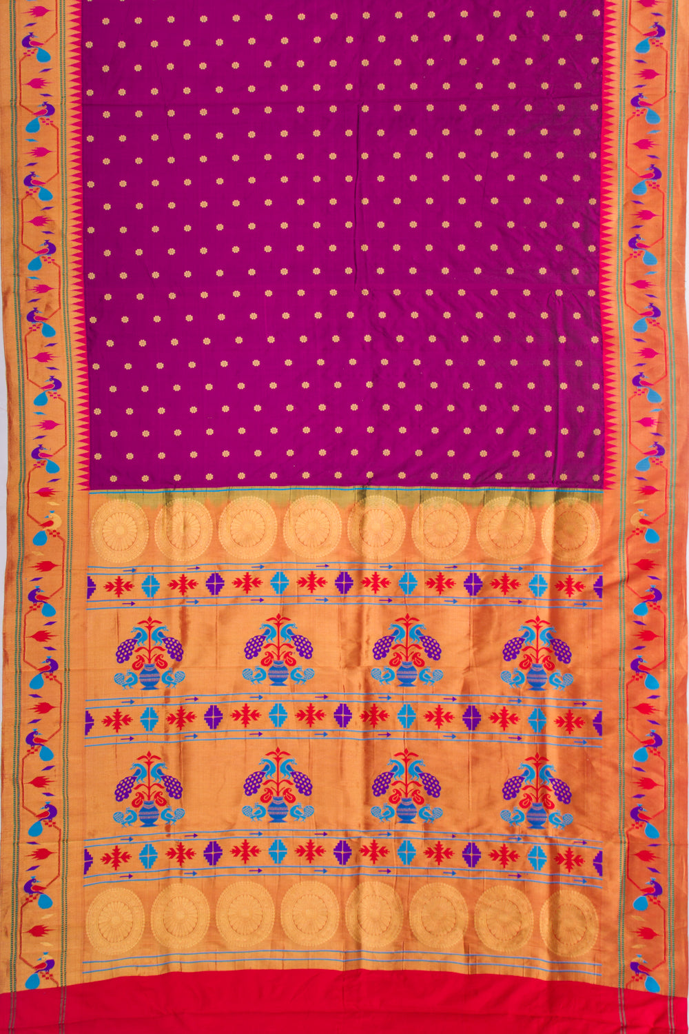 Banarasi Silk Butta Purple Saree With Paithani Inspired Border