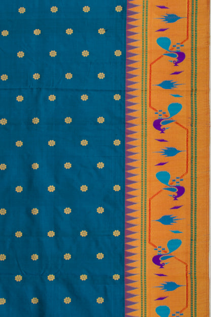 Soft Silk Paithani Inspired Blue Saree