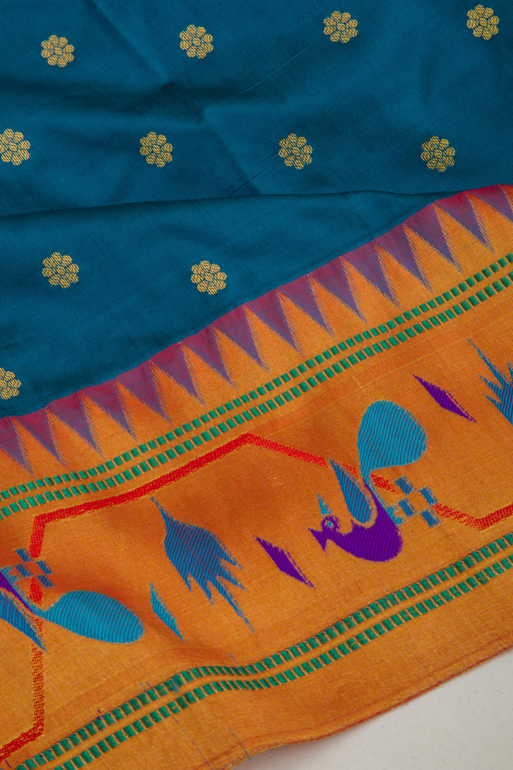 Soft Silk Paithani Inspired Blue Saree