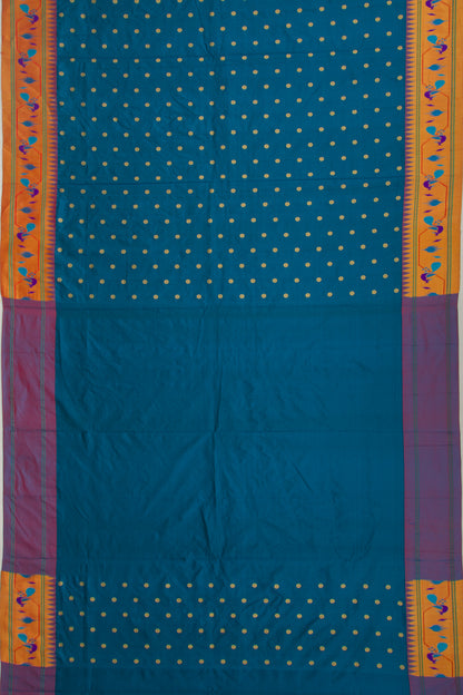 Soft Silk Paithani Inspired Blue Saree
