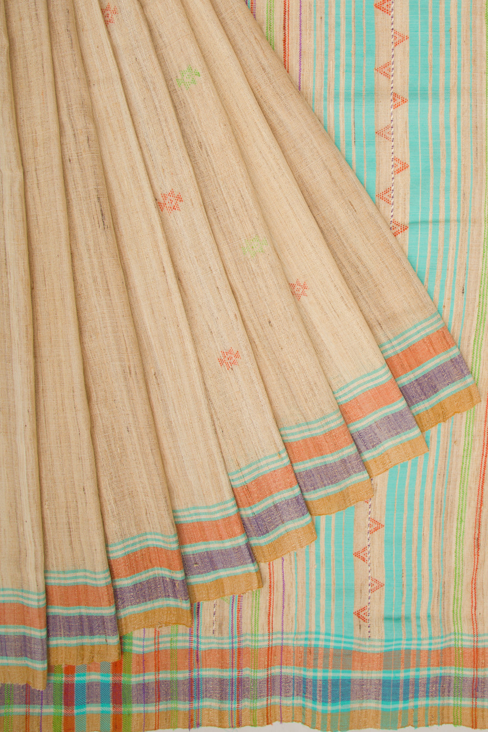 Bhagalpuri Tussar Butta Biege Saree