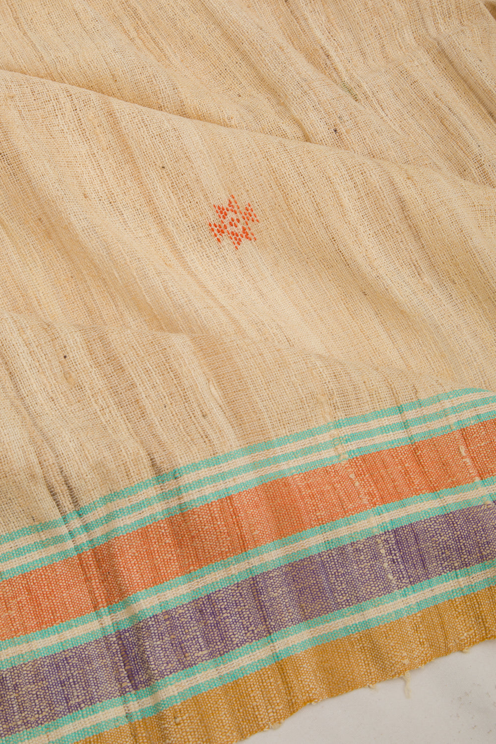 Bhagalpuri Tussar Butta Biege Saree