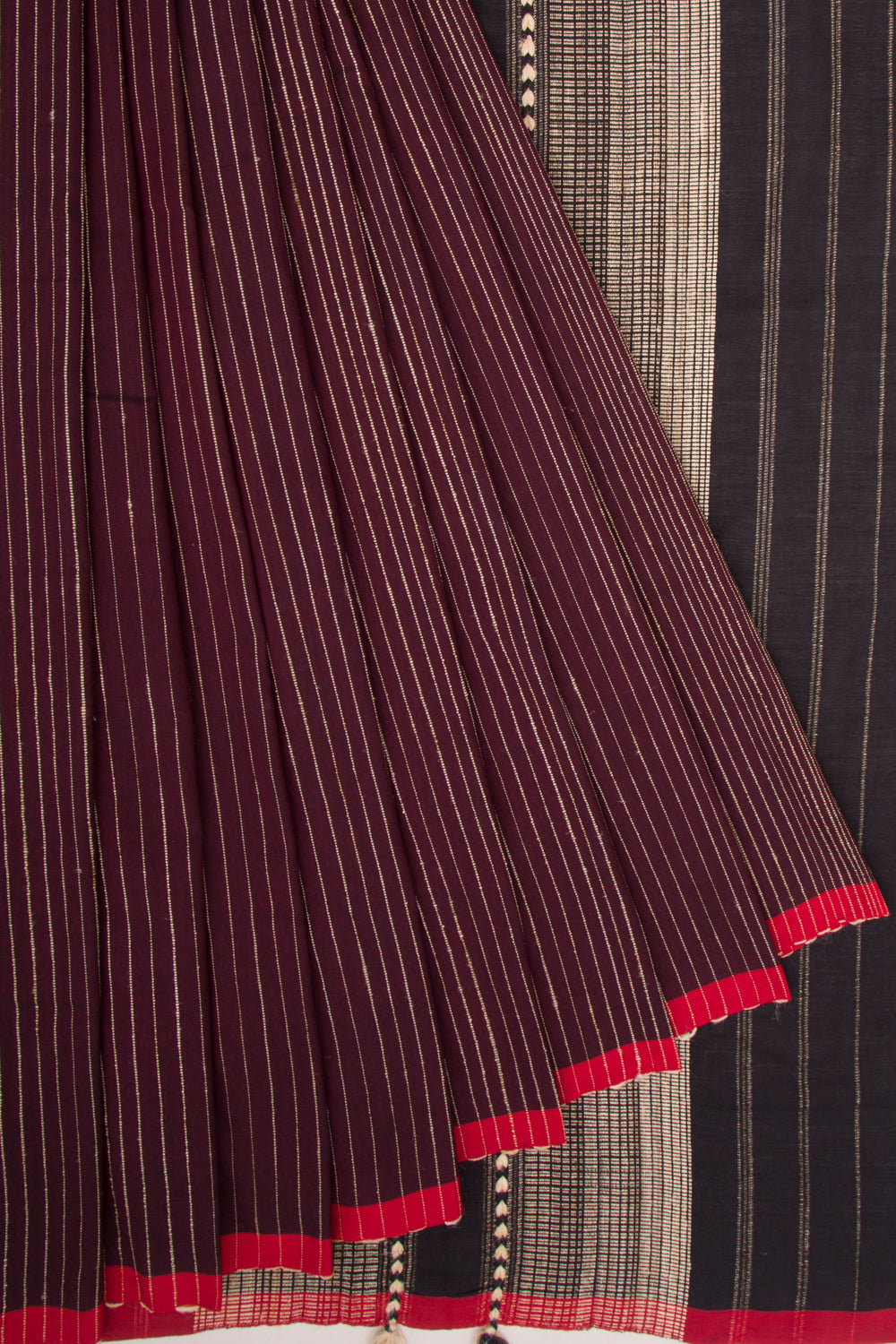 Bhagalpuri Tussar Vertical Lines Brown Saree