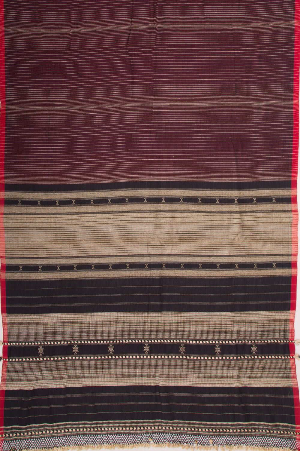 Bhagalpuri Tussar Vertical Lines Brown Saree