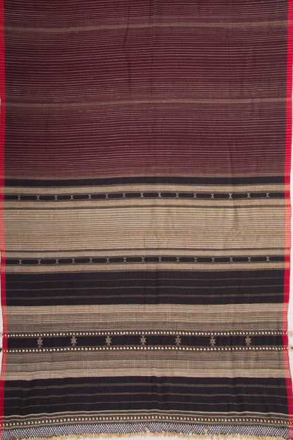 Bhagalpuri Tussar Vertical Lines Brown Saree