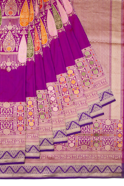 Banarasi Silk Brocade Purple Saree