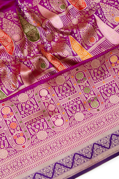 Banarasi Silk Brocade Purple Saree