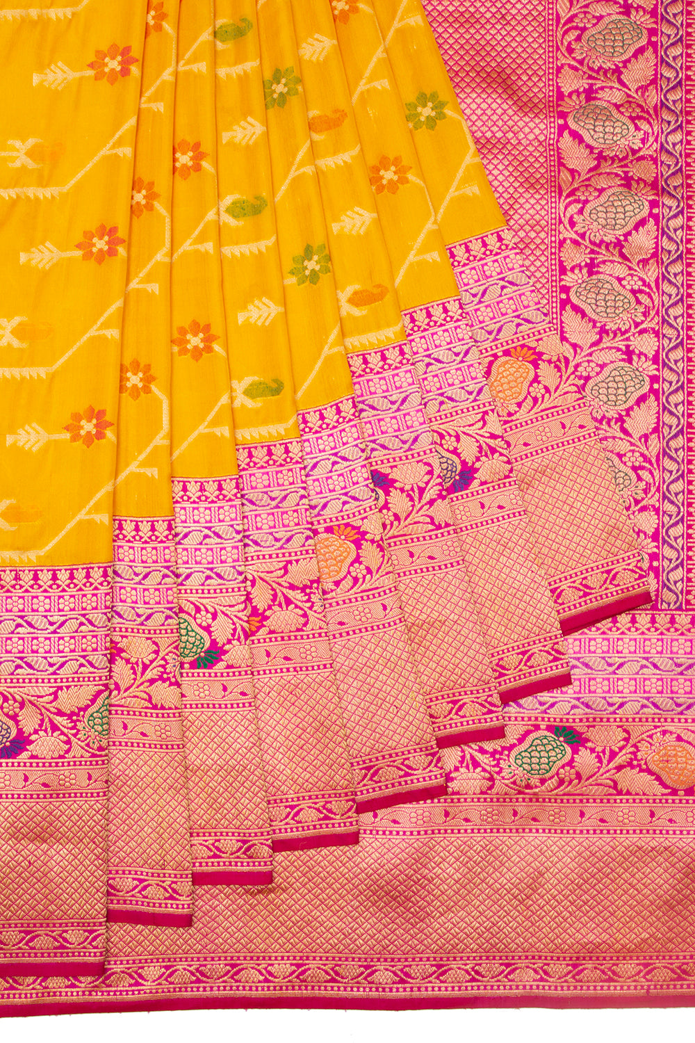 Banarasi Silk Jaal Yellow Saree