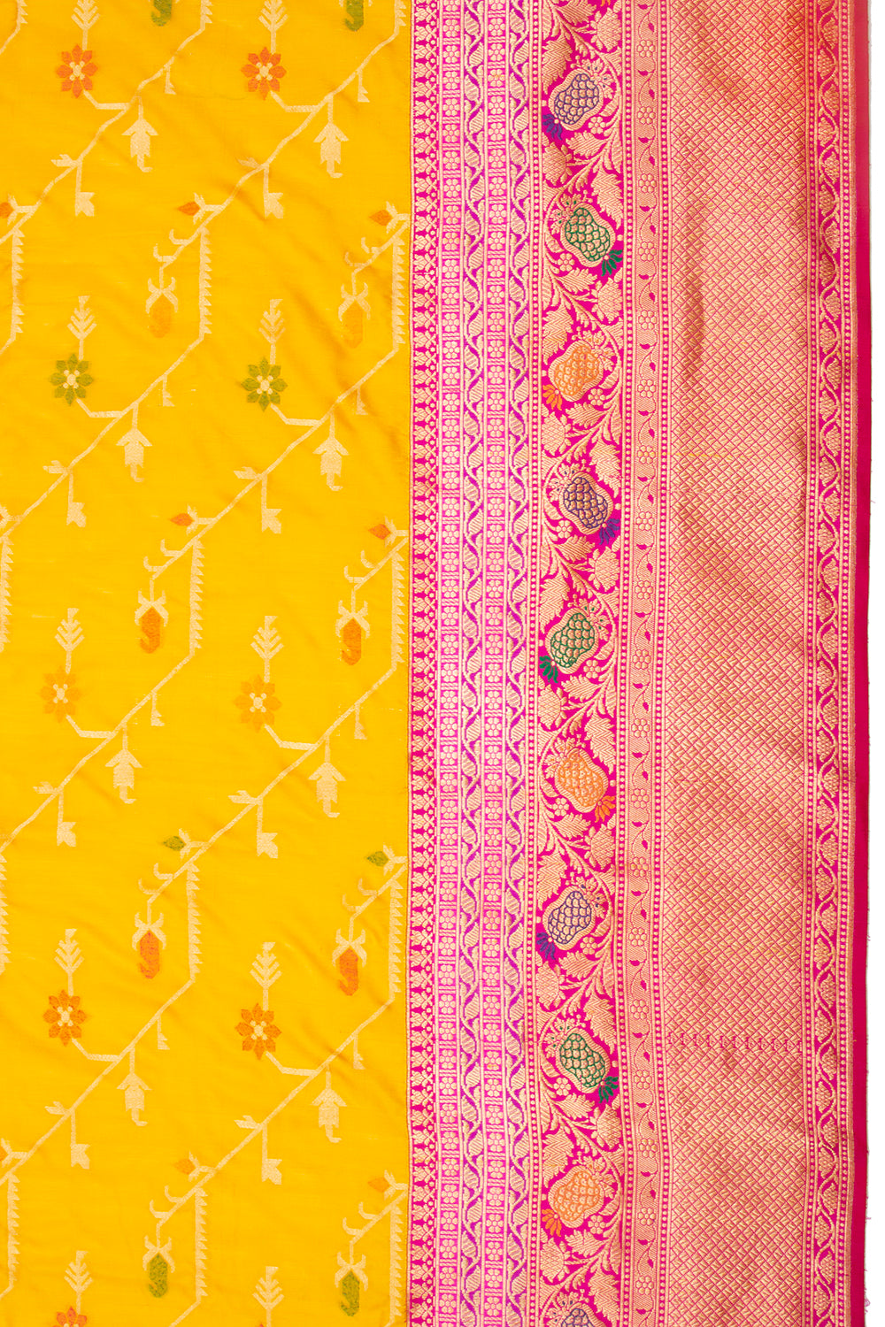 Banarasi Silk Jaal Yellow Saree