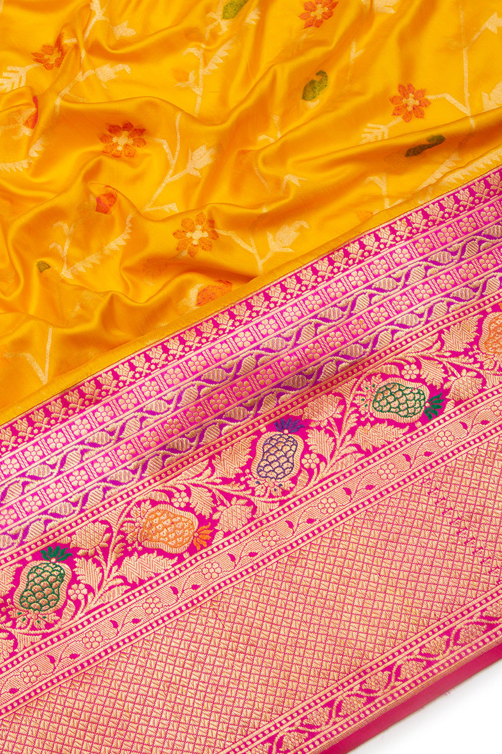 Banarasi Silk Jaal Yellow Saree