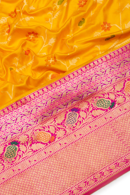 Banarasi Silk Jaal Yellow Saree