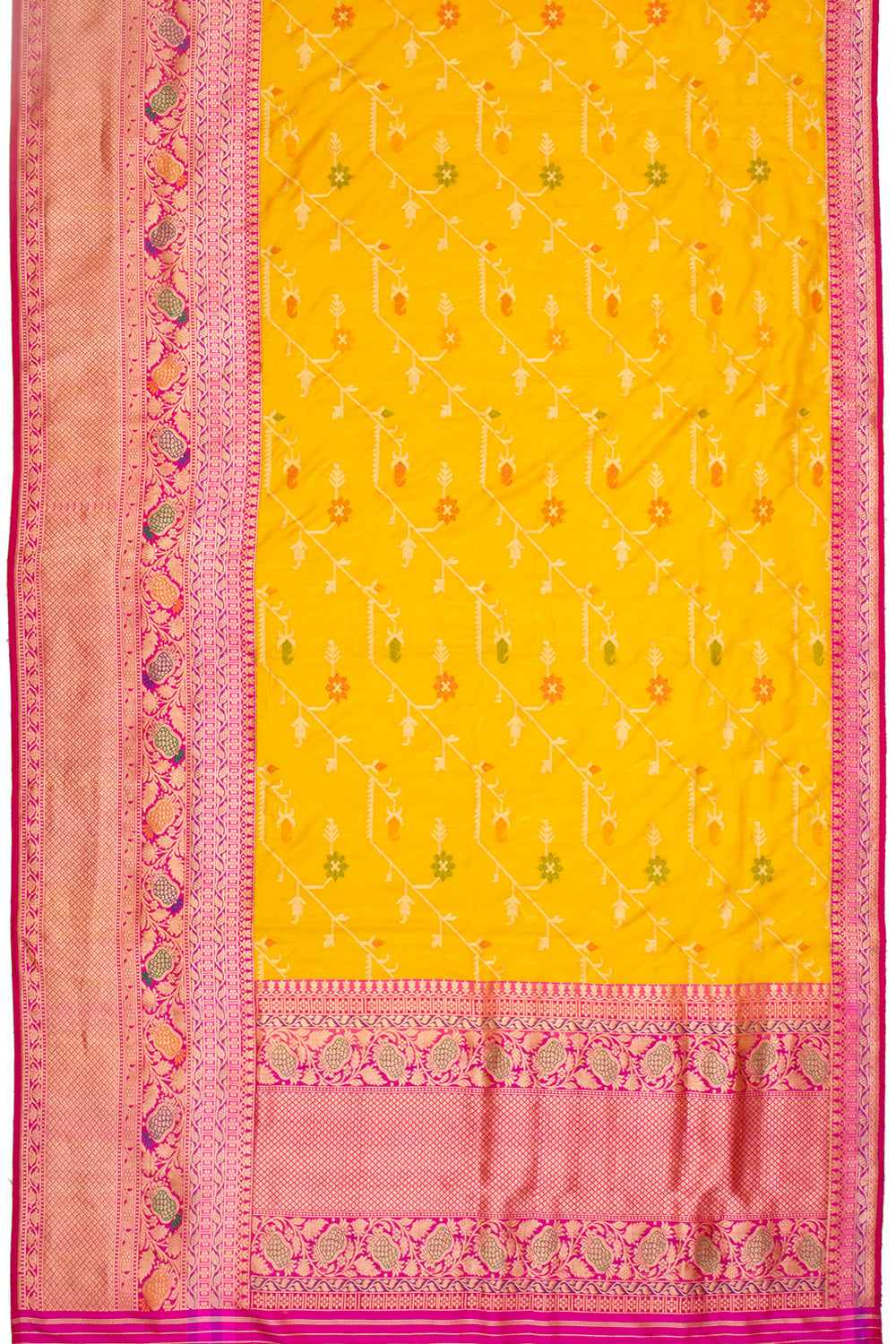 Banarasi Silk Jaal Yellow Saree