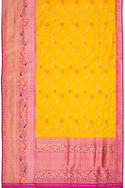 Banarasi Silk Jaal Yellow Saree