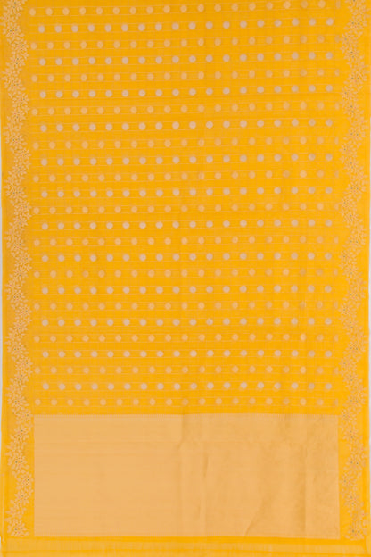 Banarasi Kora Organza Vertical Lines And Butta Yellow Saree