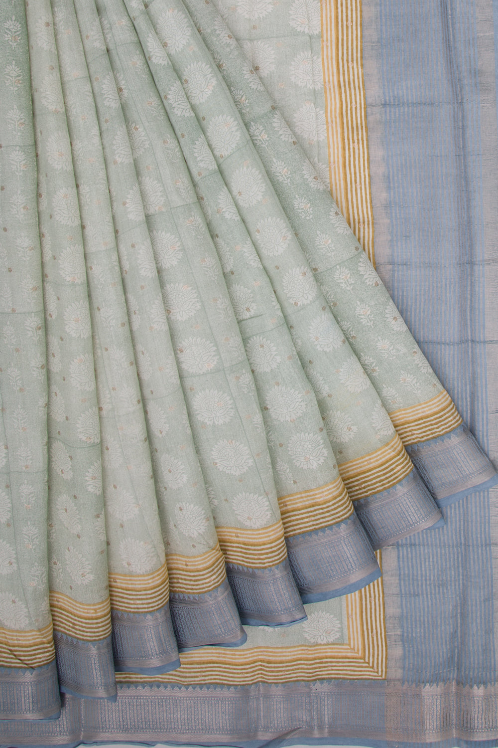Chanderi Soft Silk Printed Pastel Green Saree