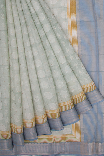 Chanderi Soft Silk Printed Pastel Green Saree