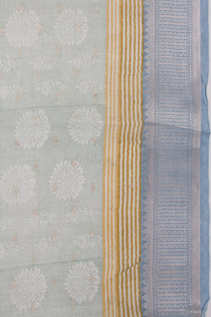 Chanderi Soft Silk Printed Pastel Green Saree