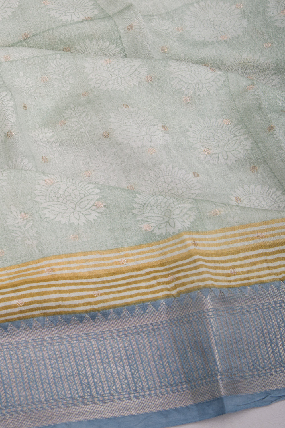 Chanderi Soft Silk Printed Pastel Green Saree