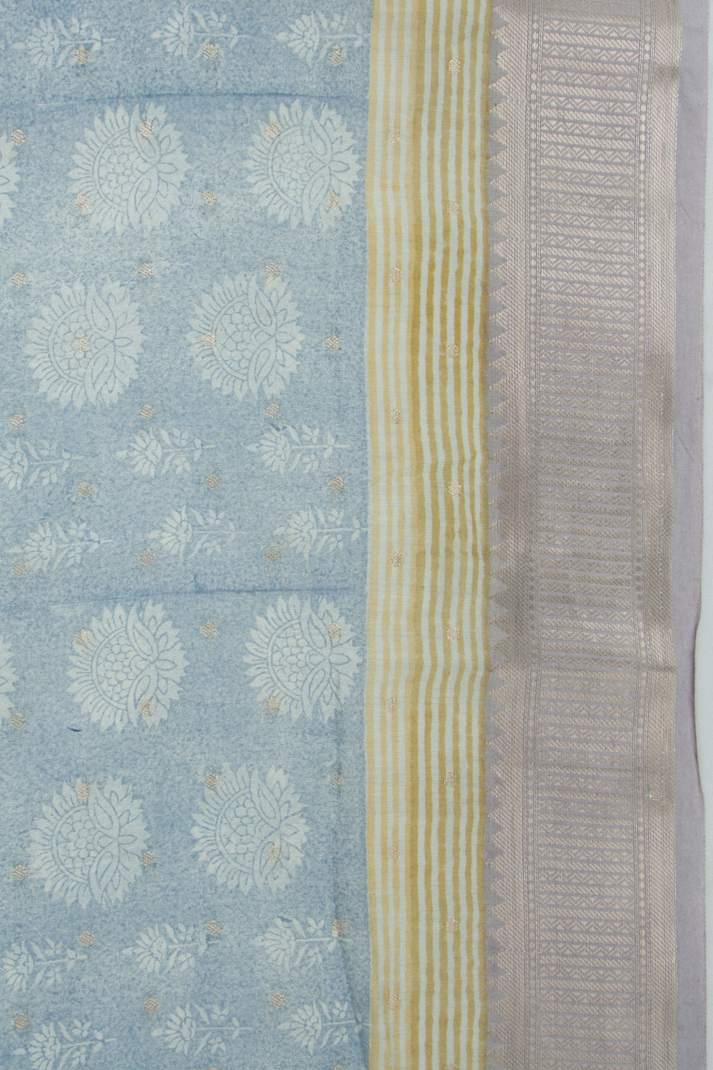 Chanderi Soft Silk Printed Pastel Blue Saree