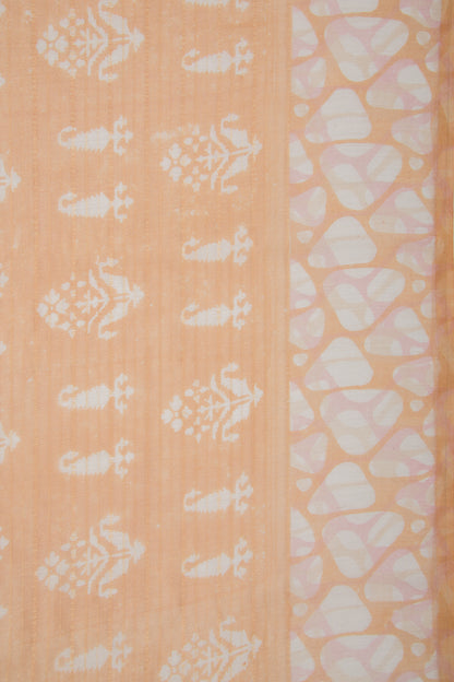 Soft Tussar Floral Printed Pastel Orange Saree