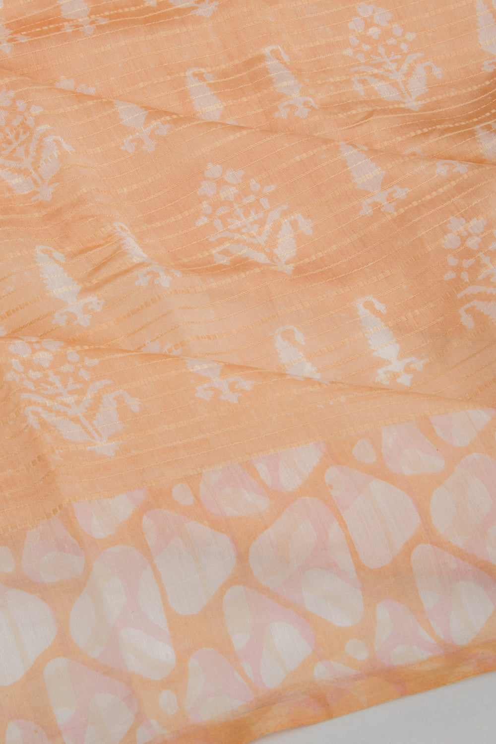 Soft Tussar Floral Printed Pastel Orange Saree