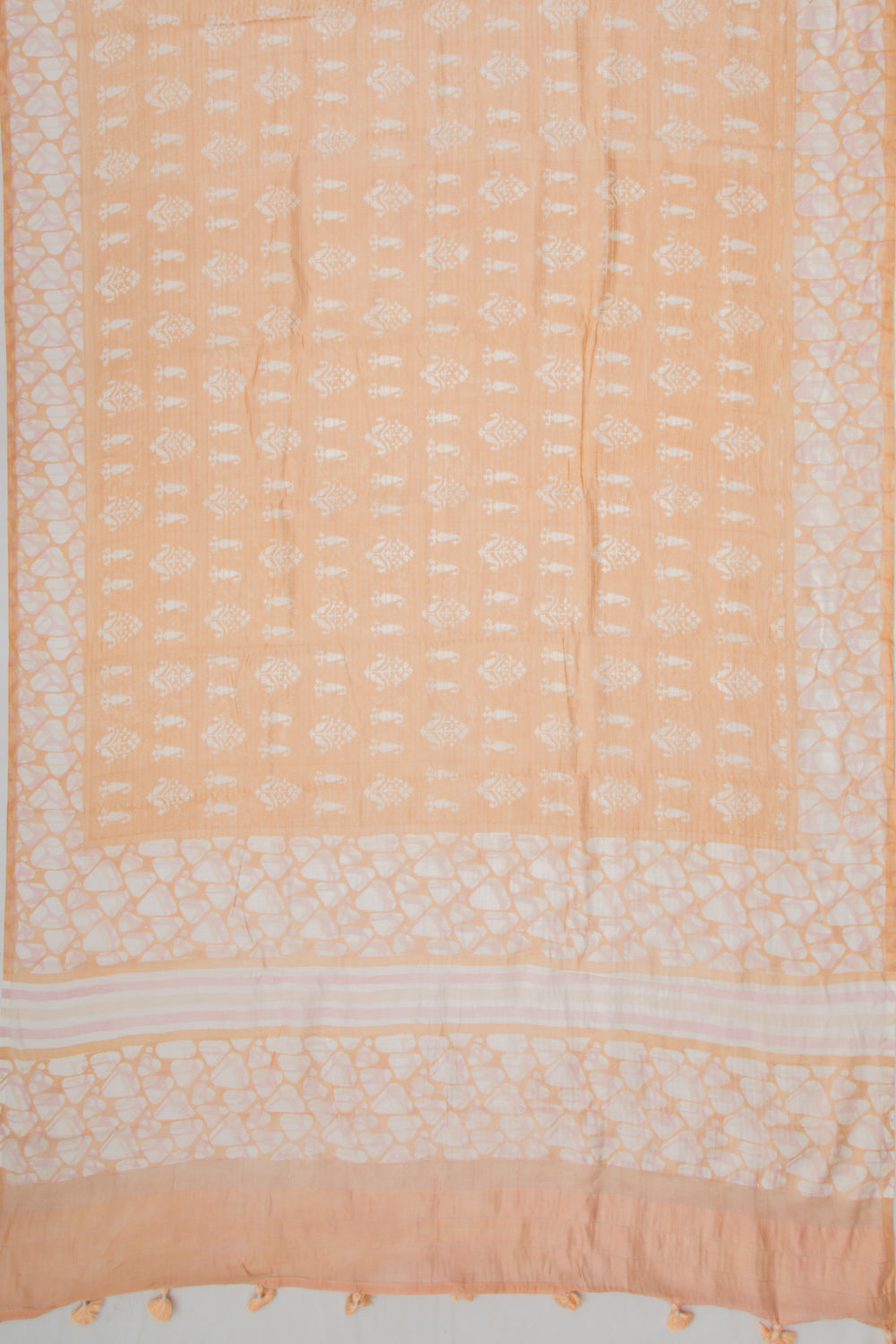 Soft Tussar Floral Printed Pastel Orange Saree